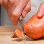 cutting sweet potato- Photo by Steve Johnson in https://www.flickr.com/photos/artbystevejohnson/5183843480 shared under a Creative Commons license